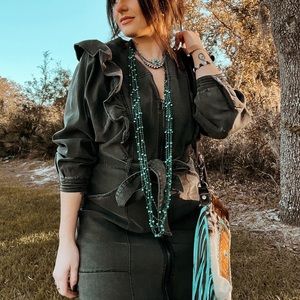 MID KNEE FITTED JEAN DRESS SIZE 10 PURCHASED FROM VERSONA